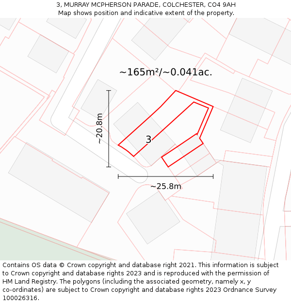 3, MURRAY MCPHERSON PARADE, COLCHESTER, CO4 9AH: Plot and title map