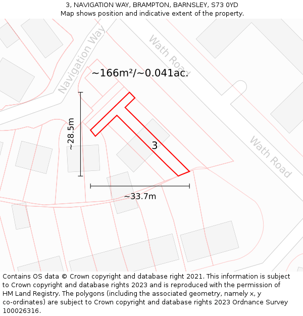 3, NAVIGATION WAY, BRAMPTON, BARNSLEY, S73 0YD: Plot and title map