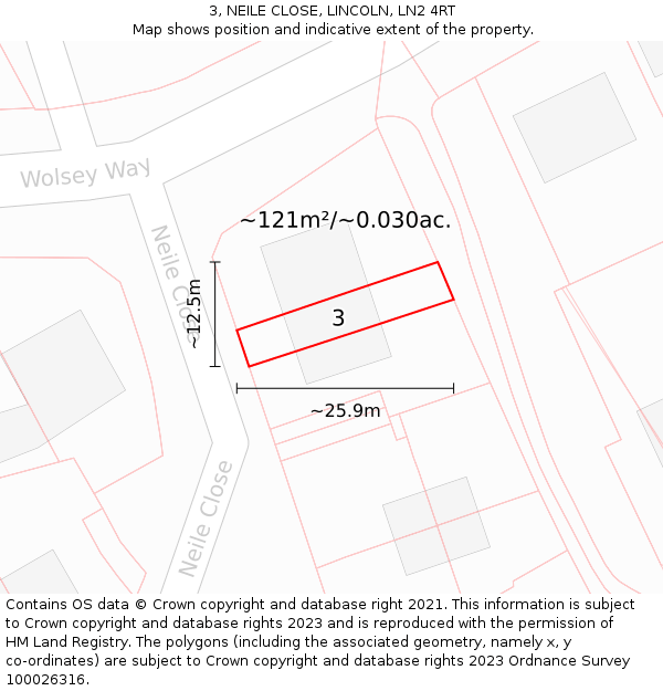 3, NEILE CLOSE, LINCOLN, LN2 4RT: Plot and title map