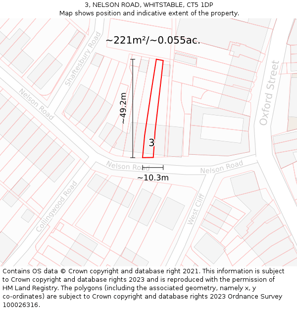 3, NELSON ROAD, WHITSTABLE, CT5 1DP: Plot and title map
