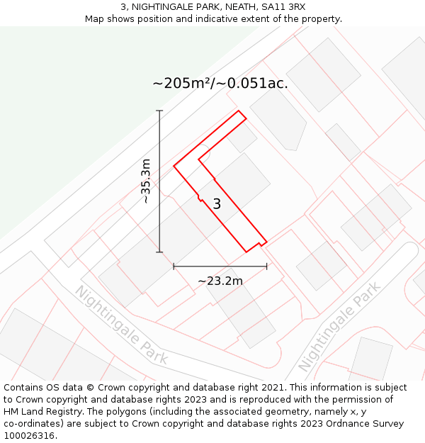 3, NIGHTINGALE PARK, NEATH, SA11 3RX: Plot and title map