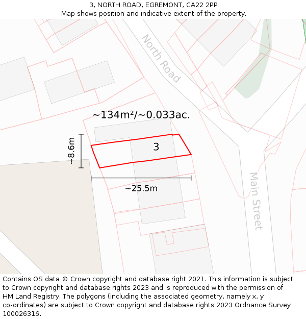 3, NORTH ROAD, EGREMONT, CA22 2PP: Plot and title map
