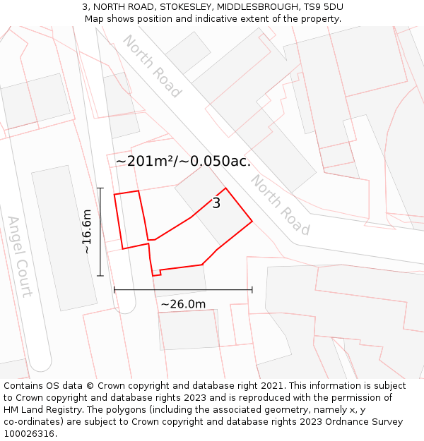3, NORTH ROAD, STOKESLEY, MIDDLESBROUGH, TS9 5DU: Plot and title map