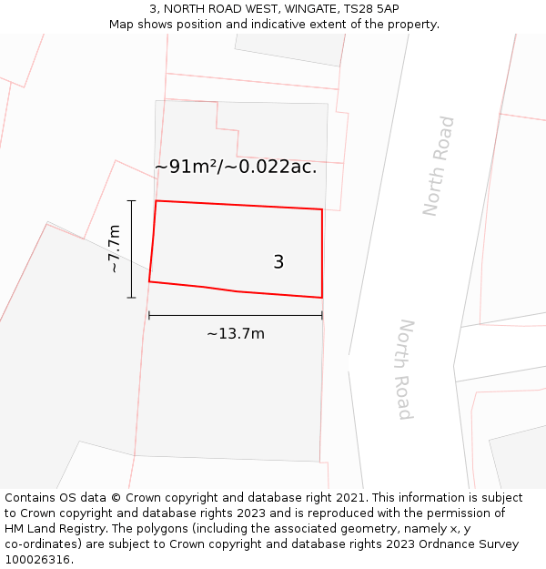3, NORTH ROAD WEST, WINGATE, TS28 5AP: Plot and title map