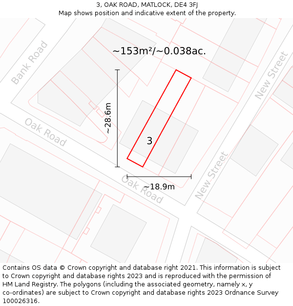 3, OAK ROAD, MATLOCK, DE4 3FJ: Plot and title map