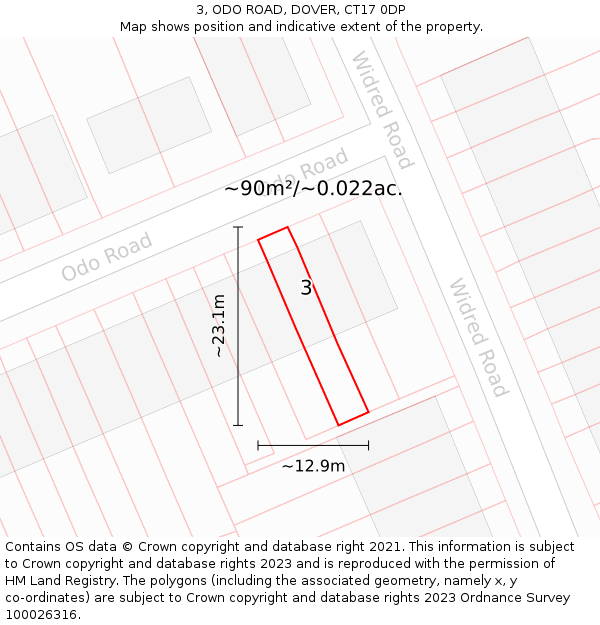 3, ODO ROAD, DOVER, CT17 0DP: Plot and title map
