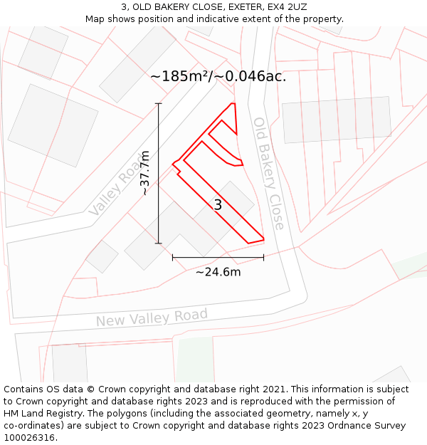 3, OLD BAKERY CLOSE, EXETER, EX4 2UZ: Plot and title map
