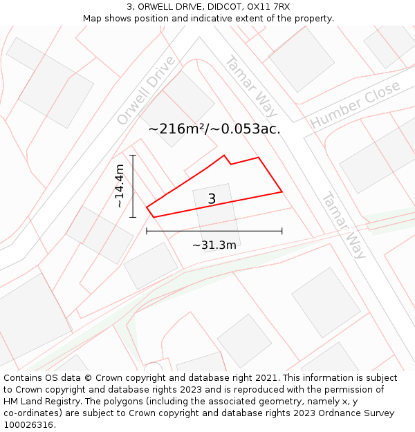 3, ORWELL DRIVE, DIDCOT, OX11 7RX: Plot and title map