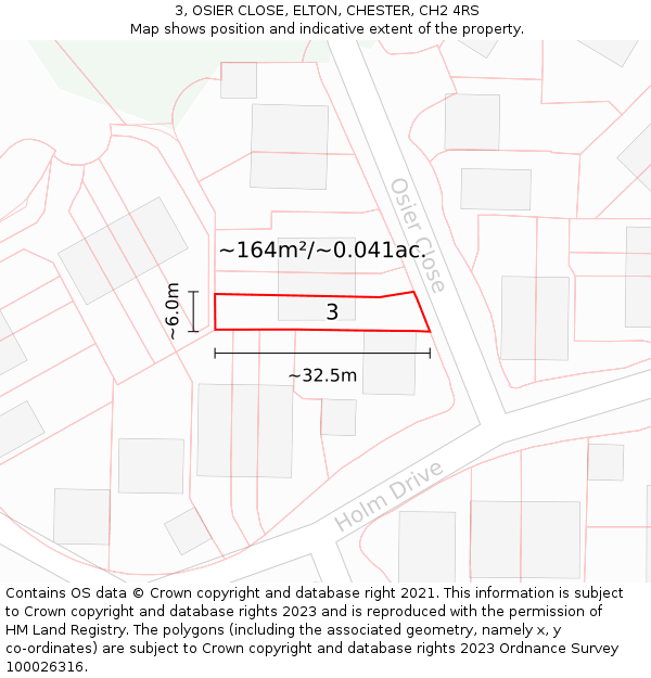 3, OSIER CLOSE, ELTON, CHESTER, CH2 4RS: Plot and title map