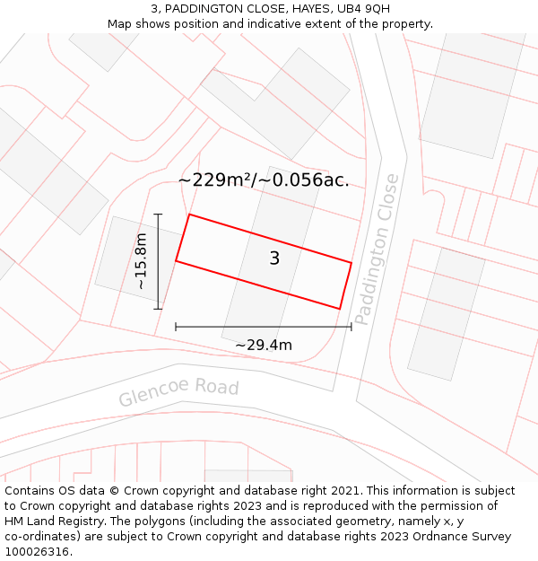 3, PADDINGTON CLOSE, HAYES, UB4 9QH: Plot and title map