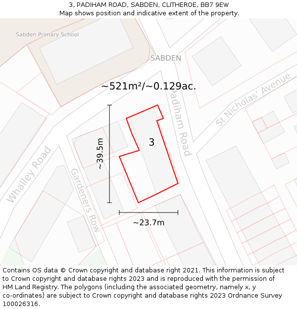 3, PADIHAM ROAD, SABDEN, CLITHEROE, BB7 9EW: Plot and title map