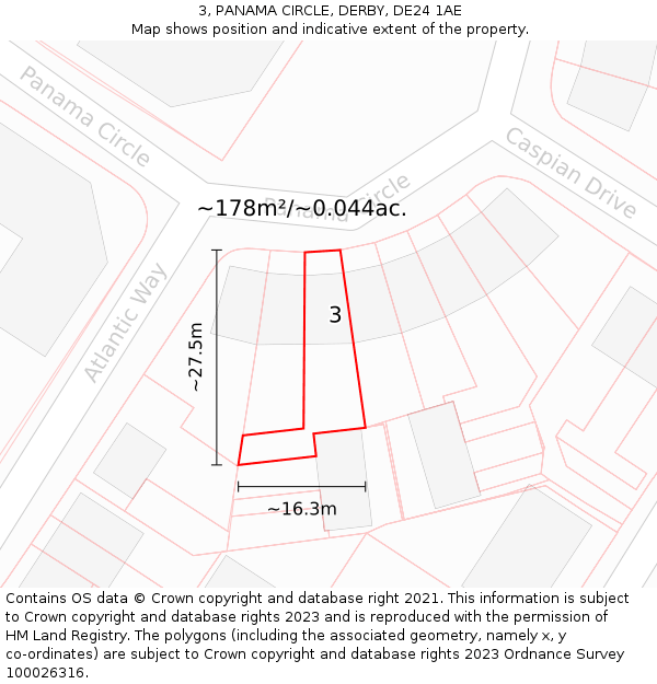 3, PANAMA CIRCLE, DERBY, DE24 1AE: Plot and title map
