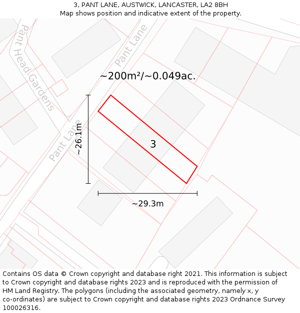 3, PANT LANE, AUSTWICK, LANCASTER, LA2 8BH: Plot and title map