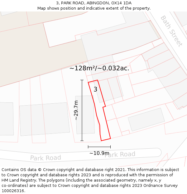 3, PARK ROAD, ABINGDON, OX14 1DA: Plot and title map