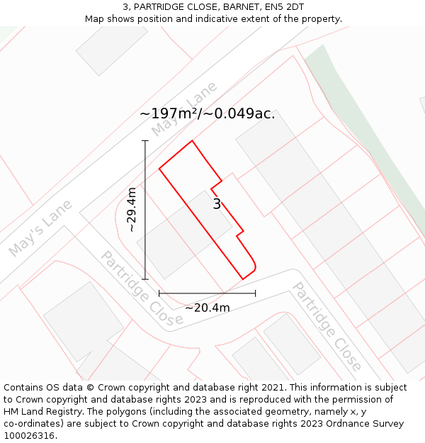 3, PARTRIDGE CLOSE, BARNET, EN5 2DT: Plot and title map