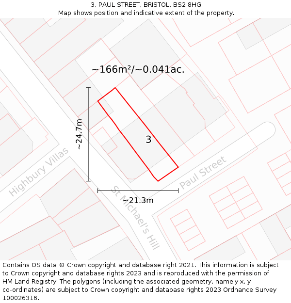 3, PAUL STREET, BRISTOL, BS2 8HG: Plot and title map