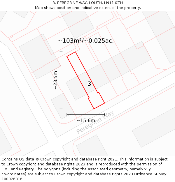 3, PEREGRINE WAY, LOUTH, LN11 0ZH: Plot and title map