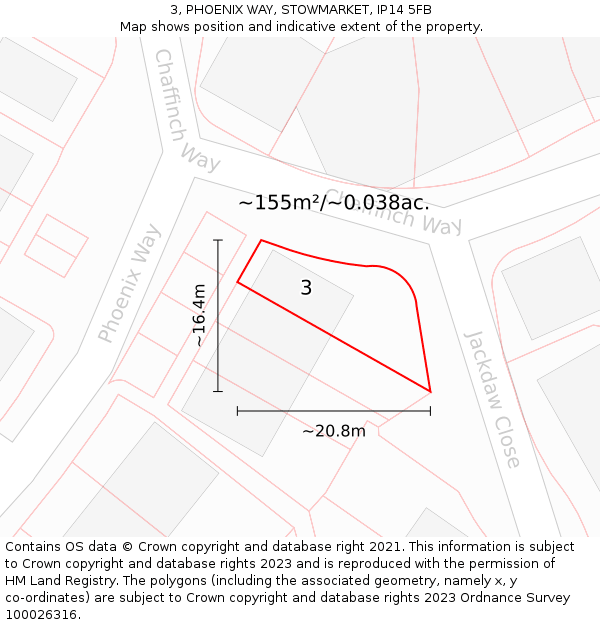 3, PHOENIX WAY, STOWMARKET, IP14 5FB: Plot and title map