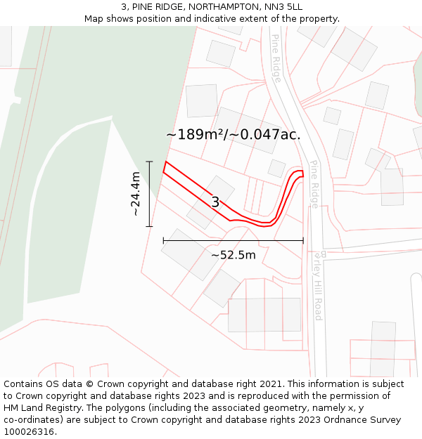 3, PINE RIDGE, NORTHAMPTON, NN3 5LL: Plot and title map
