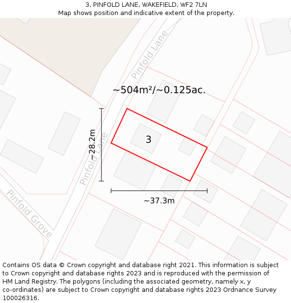 3, PINFOLD LANE, WAKEFIELD, WF2 7LN: Plot and title map