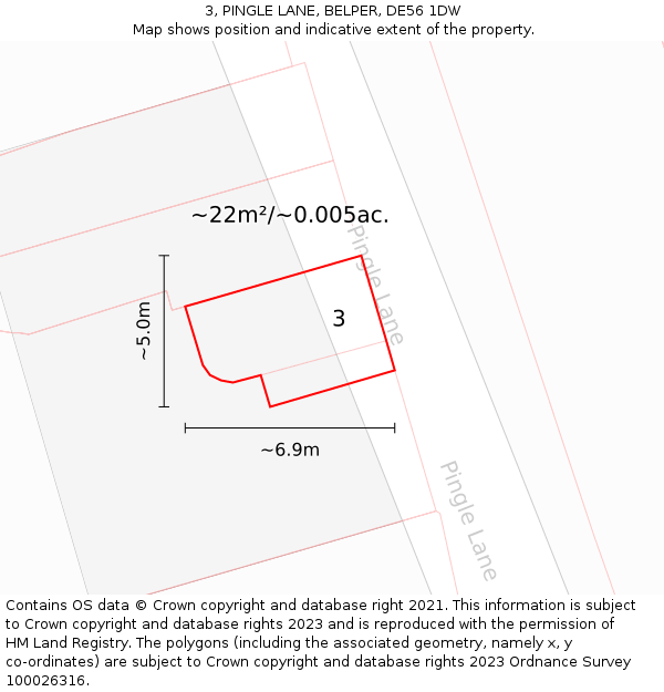 3, PINGLE LANE, BELPER, DE56 1DW: Plot and title map