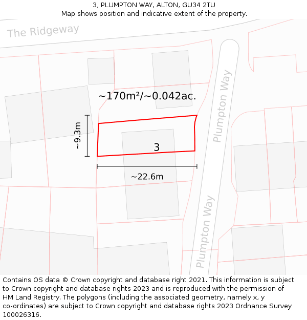 3, PLUMPTON WAY, ALTON, GU34 2TU: Plot and title map