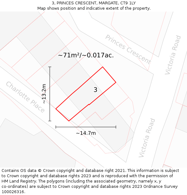 3, PRINCES CRESCENT, MARGATE, CT9 1LY: Plot and title map