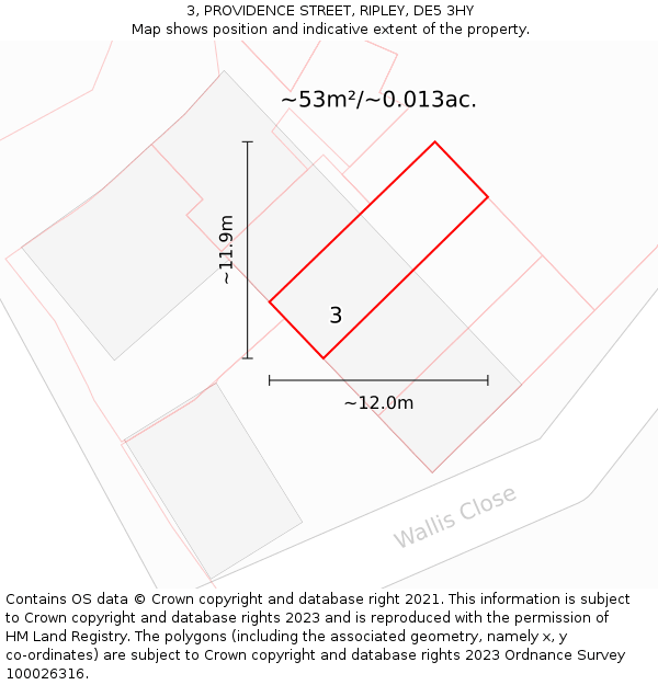 3, PROVIDENCE STREET, RIPLEY, DE5 3HY: Plot and title map