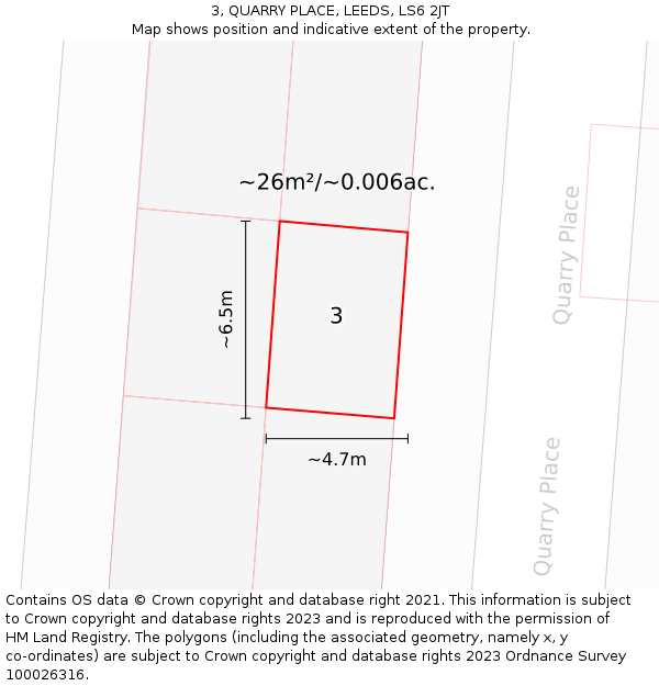 3, QUARRY PLACE, LEEDS, LS6 2JT: Plot and title map