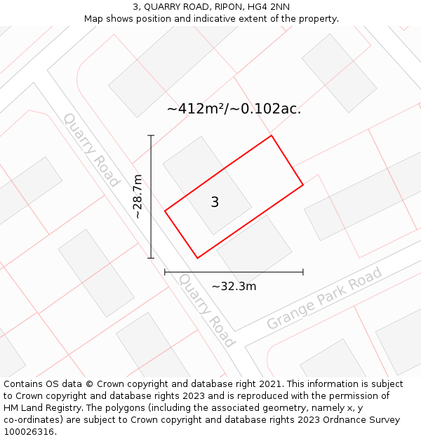 3, QUARRY ROAD, RIPON, HG4 2NN: Plot and title map
