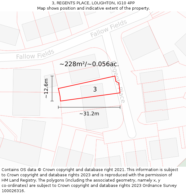 3, REGENTS PLACE, LOUGHTON, IG10 4PP: Plot and title map