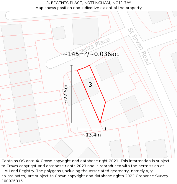 3, REGENTS PLACE, NOTTINGHAM, NG11 7AY: Plot and title map