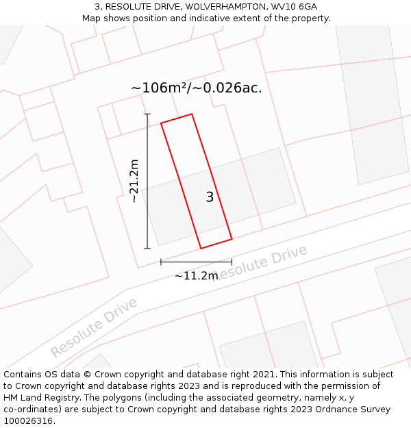 3, RESOLUTE DRIVE, WOLVERHAMPTON, WV10 6GA: Plot and title map