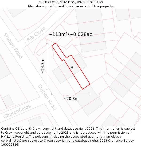 3, RIB CLOSE, STANDON, WARE, SG11 1QS: Plot and title map