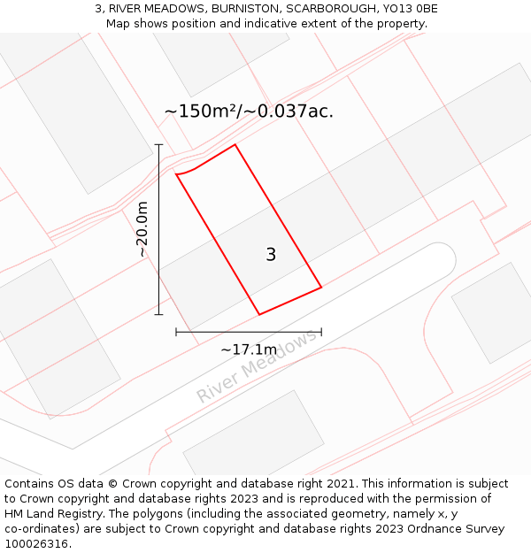3, RIVER MEADOWS, BURNISTON, SCARBOROUGH, YO13 0BE: Plot and title map