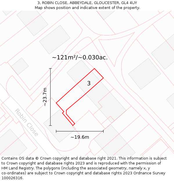 3, ROBIN CLOSE, ABBEYDALE, GLOUCESTER, GL4 4UY: Plot and title map