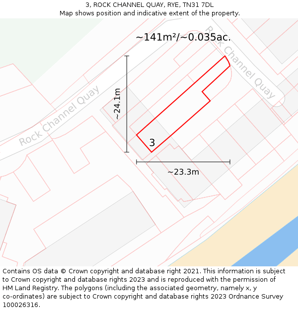 3, ROCK CHANNEL QUAY, RYE, TN31 7DL: Plot and title map