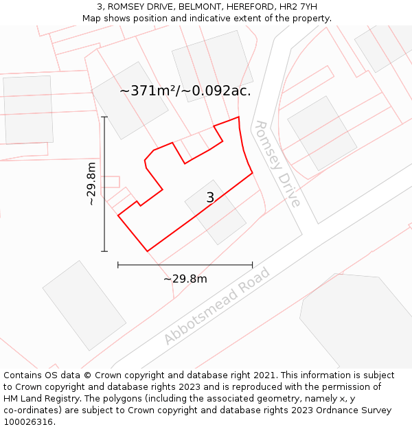 3, ROMSEY DRIVE, BELMONT, HEREFORD, HR2 7YH: Plot and title map