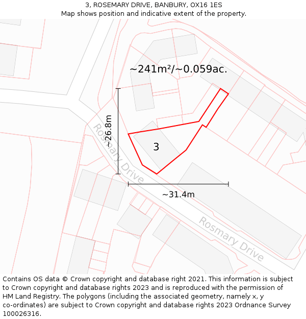 3, ROSEMARY DRIVE, BANBURY, OX16 1ES: Plot and title map