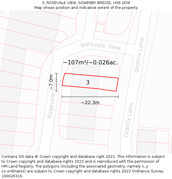 3, ROSEVALE VIEW, SOWERBY BRIDGE, HX6 2DW: Plot and title map