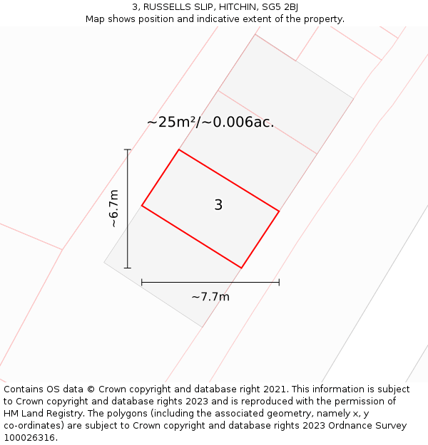 3, RUSSELLS SLIP, HITCHIN, SG5 2BJ: Plot and title map
