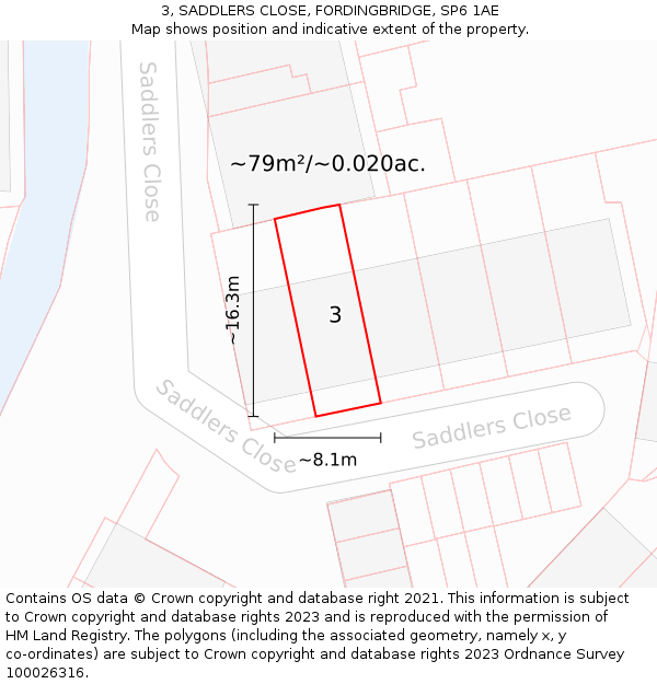 3, SADDLERS CLOSE, FORDINGBRIDGE, SP6 1AE: Plot and title map