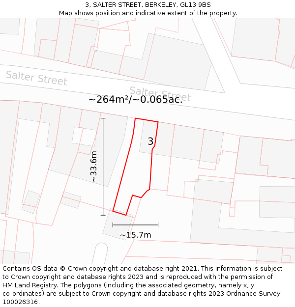 3, SALTER STREET, BERKELEY, GL13 9BS: Plot and title map