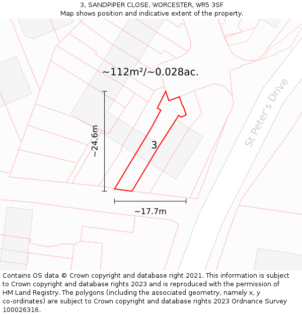 3, SANDPIPER CLOSE, WORCESTER, WR5 3SF: Plot and title map