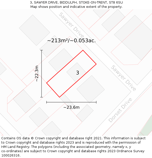 3, SAWYER DRIVE, BIDDULPH, STOKE-ON-TRENT, ST8 6SU: Plot and title map