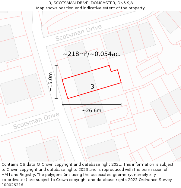 3, SCOTSMAN DRIVE, DONCASTER, DN5 9JA: Plot and title map