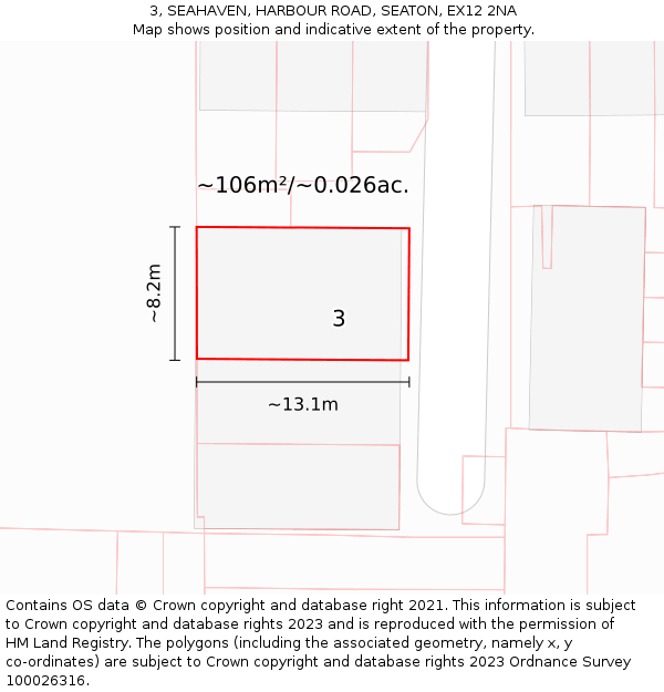 3, SEAHAVEN, HARBOUR ROAD, SEATON, EX12 2NA: Plot and title map