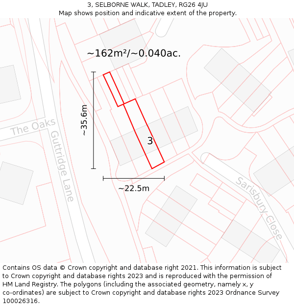 3, SELBORNE WALK, TADLEY, RG26 4JU: Plot and title map