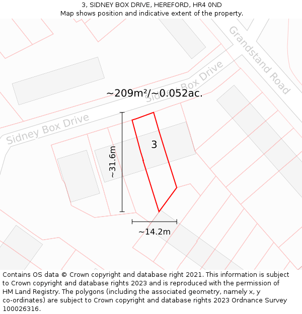 3, SIDNEY BOX DRIVE, HEREFORD, HR4 0ND: Plot and title map