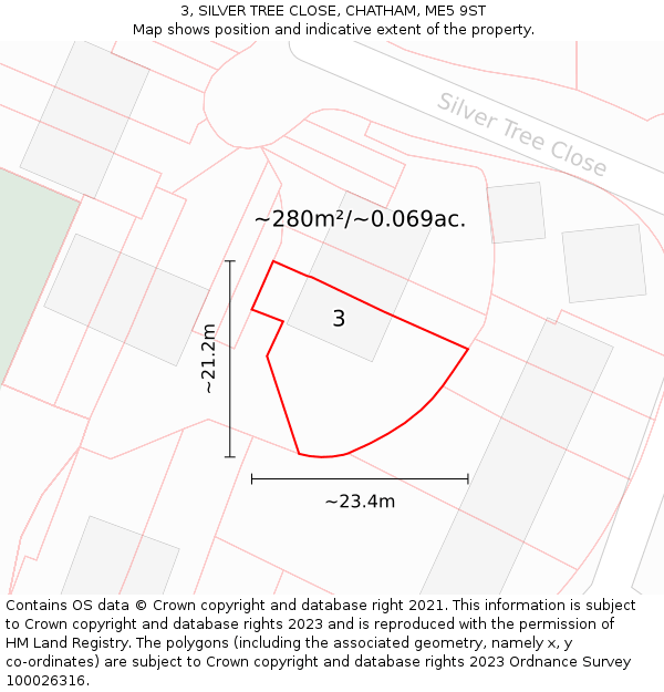 3, SILVER TREE CLOSE, CHATHAM, ME5 9ST: Plot and title map